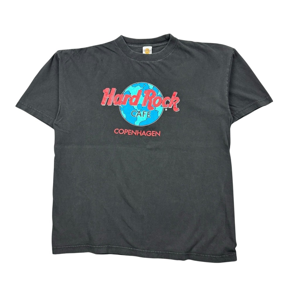 Vintage Hard Rock Cafe T Shirt Men Large Black Copenhagen Graphic Tee 90s Y2K